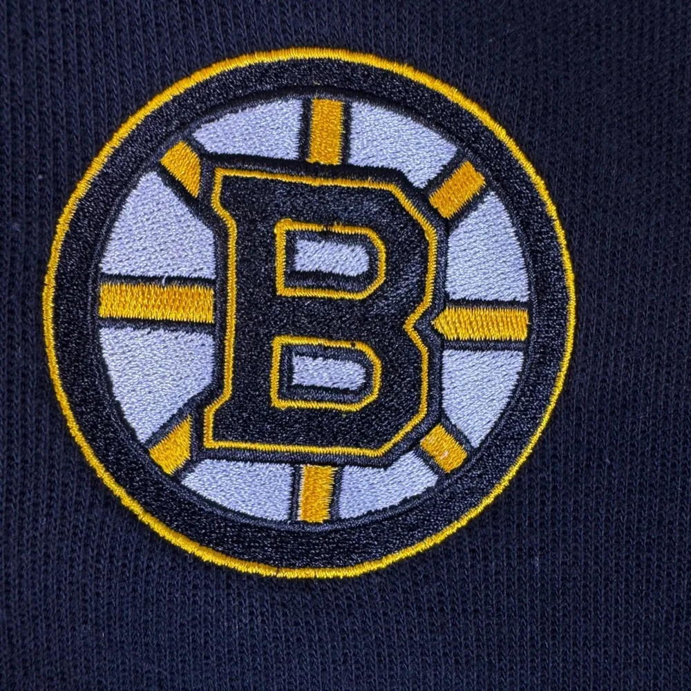 NHL Boston Bruins Quarter Zip Pullover Sweatshirt Mens Large Black Embroidered